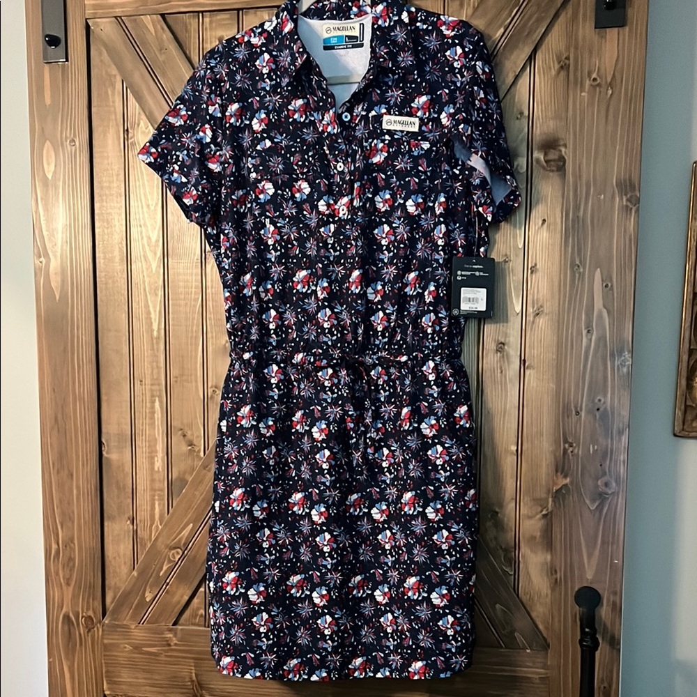 Magellan Outdoors Red White & Dark Blue Dress